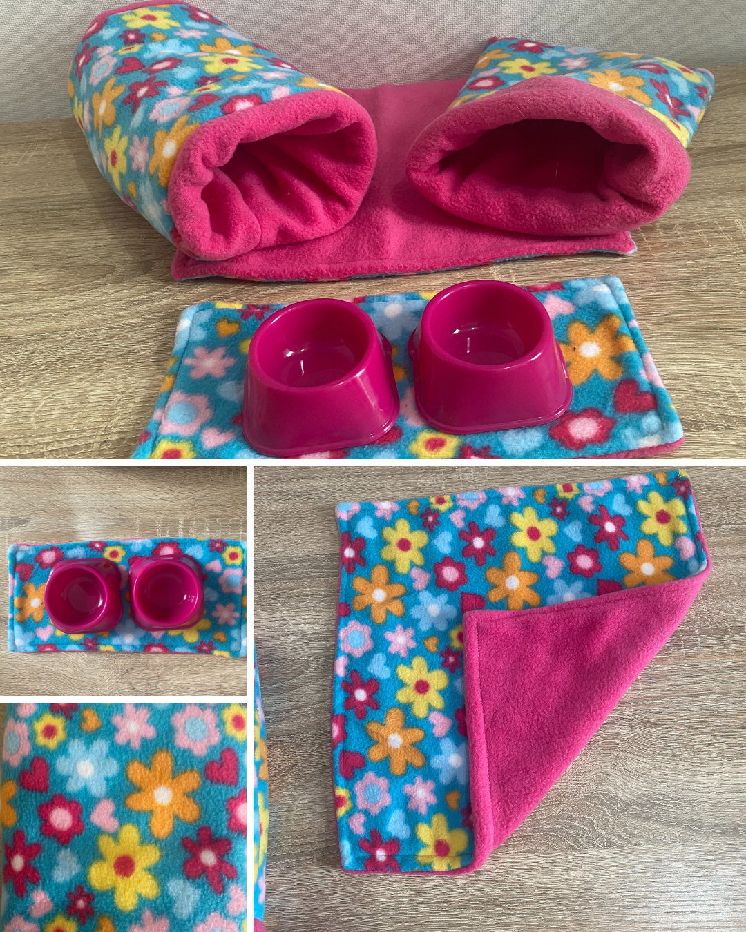 Set de Accesorios para Erizo de Tierra – Flores fondo azul.