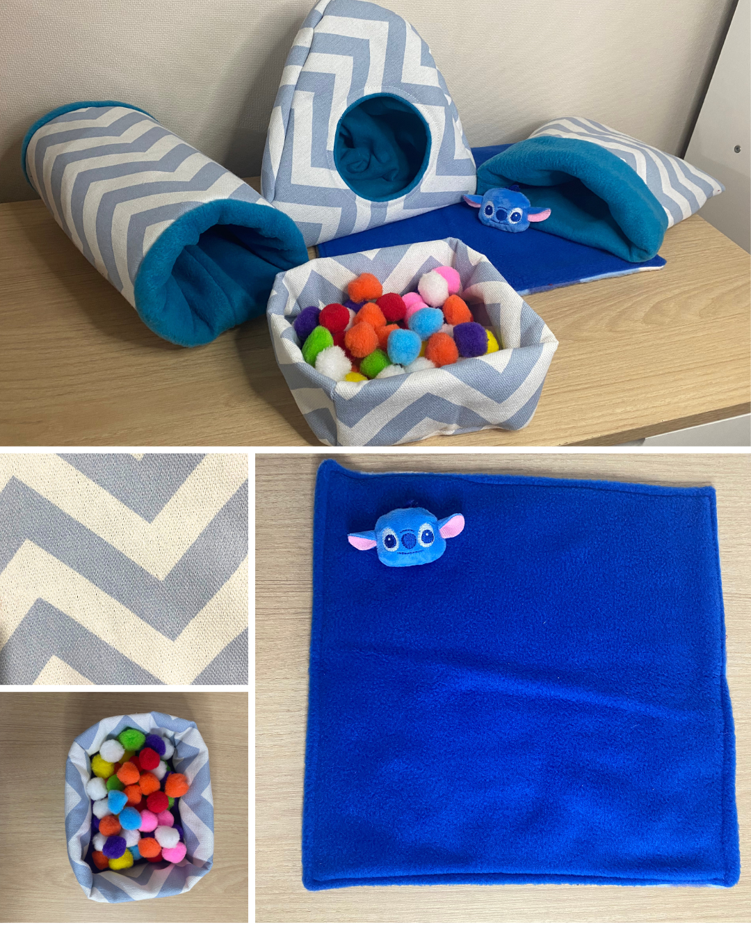 Set de Accesorios para Erizo de Tierra – Rayas celeste